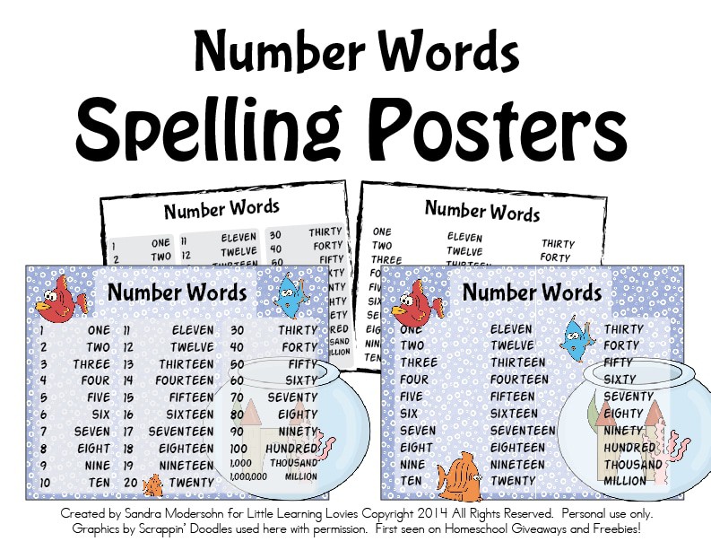 Number Word Spelling Posters FREE!