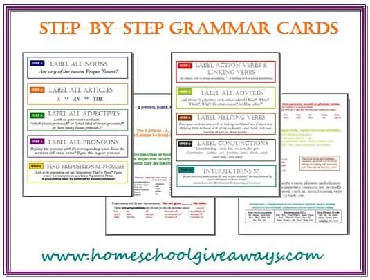 Grammar Chart Cards by sproutingtadpoles.com