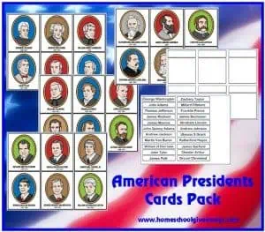 US presidents flash cards