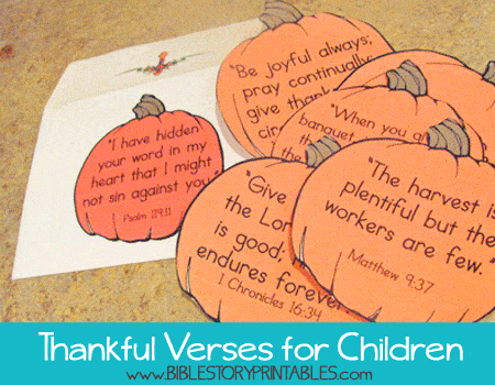 Thankful Bible Verses for Children Printables