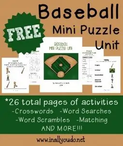FREE Baseball Mini Puzzle Unit