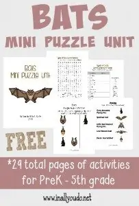 Bats Mini Puzzle Unit FREEBIE