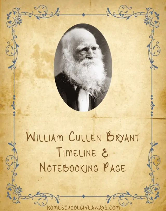 American Authors William Cullen Bryant Notebooking Timeline