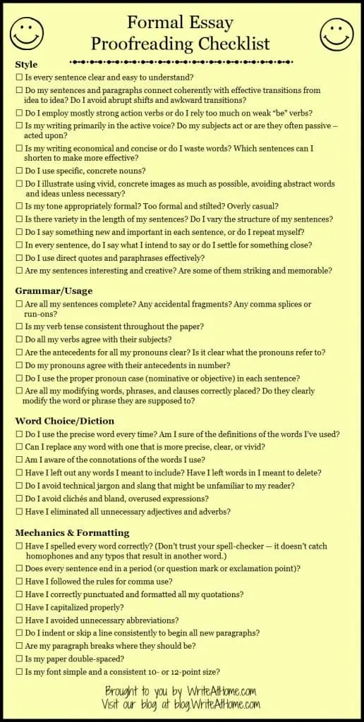 FREE Essay Proofreading Checklist www.homeschoolgiveaways.com Grab this free checklist to help your students as they proofread! 