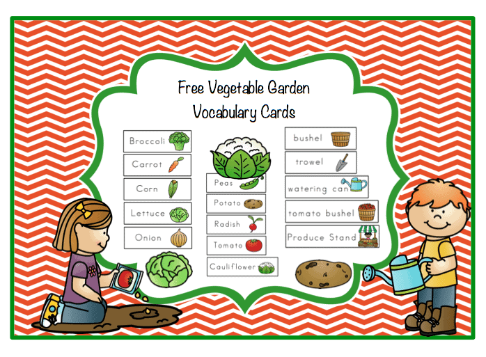 FREE Vegetable Garden Vocabulary Cards