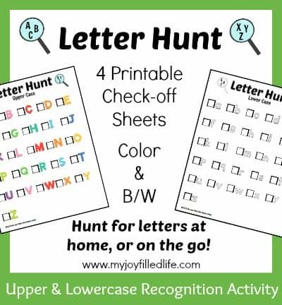 Letter Hunt Activity with FREE Printable