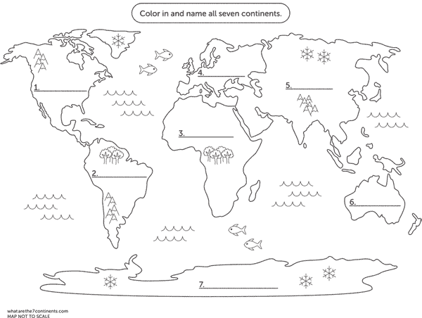 FREE Coloring Map of the 7 Continents