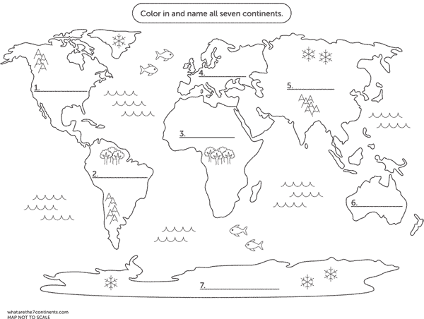 Printable 7 Continents Coloring Page