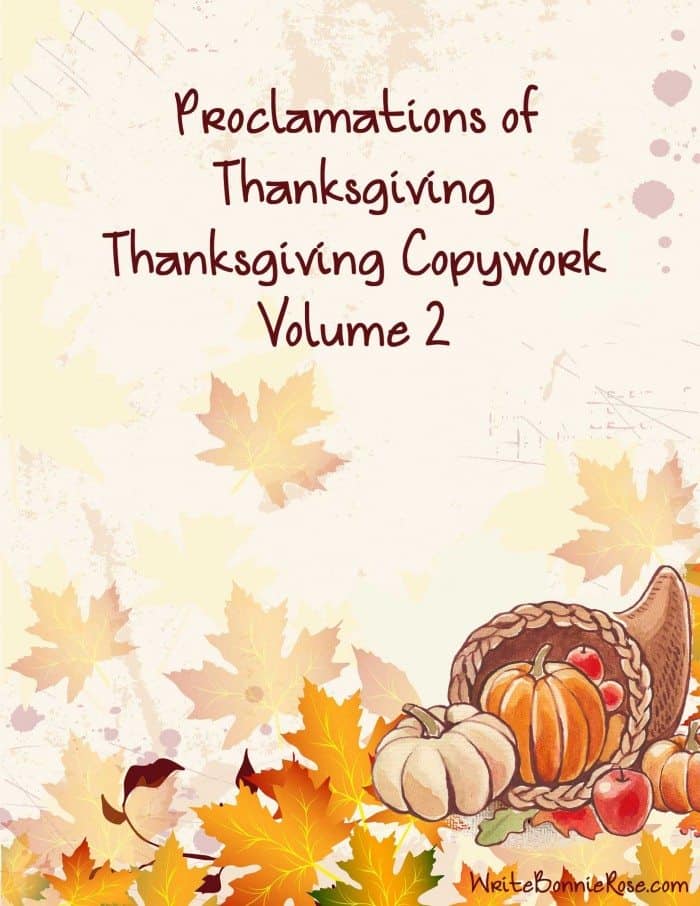 FREE Thanksgiving Copywork Volume 2