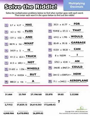 multiplying-decimals-math-riddle-middle