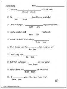 10 FREE Printable Homonym Worksheets