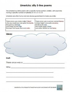 FREE Limericks Printable Worksheet