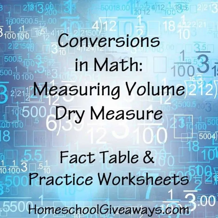 Conversions in Math Measuring Volume Dry Measure