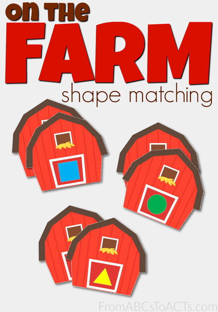 On the Farm Shape Matching Printables