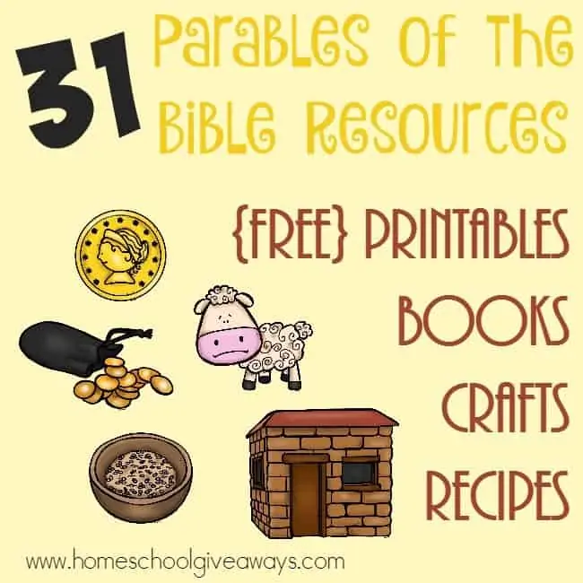 Add some fun and printables to your Bible time with these Parables of the Bible resources. Over 30 printables, crafts, activities, books & MORE! :: www.homeschoolgiveaways.com