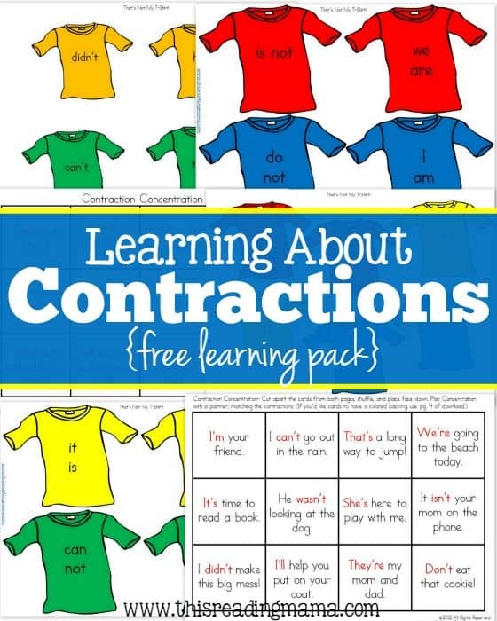 FREE Printable Contractions Learning Pack