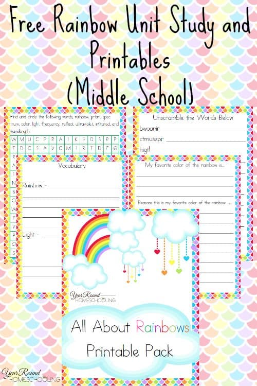 FREE Rainbow Unit Study and Printables for Middle School