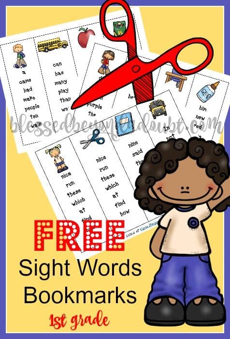 FREE Sight Word Bookmarks for First Grade