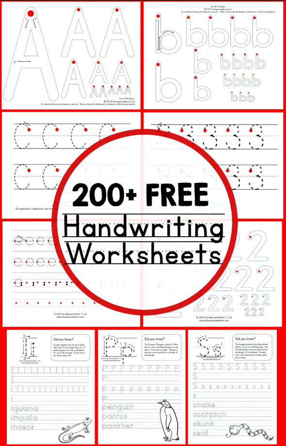 200+ FREE Printable Handwriting Worksheets - Homeschool Giveaways