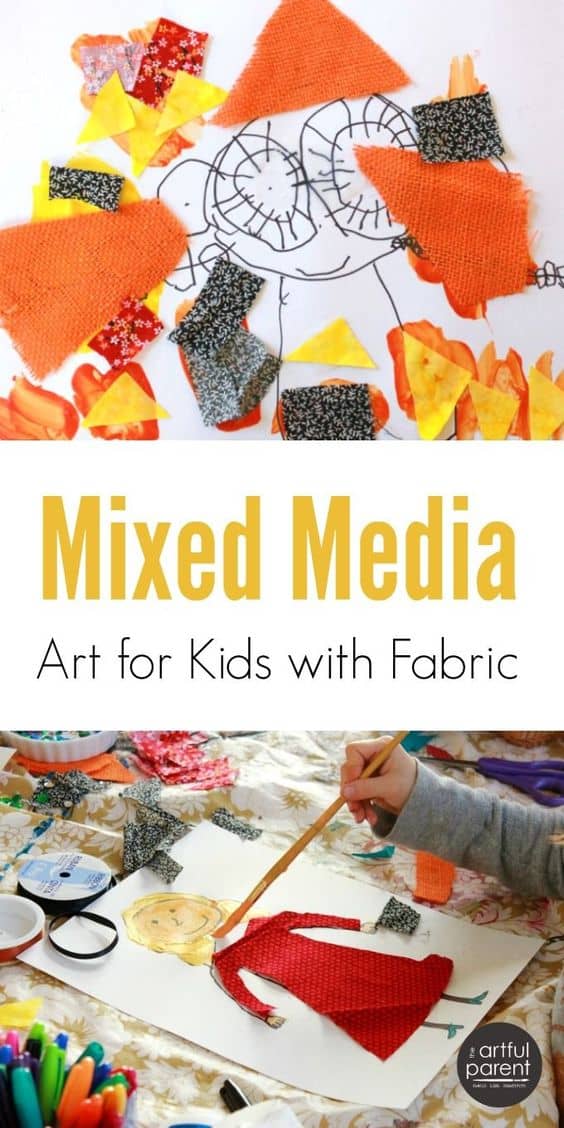 Mixed Media Art with Fabric for Kids