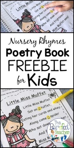 FREE Printable Little Miss Muffet Poetry Rhyme Pages