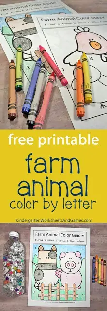 Farm Animal Color By Letter F-J Cow & Pig