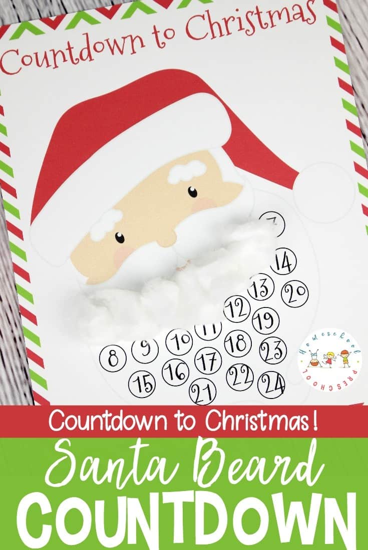 Free Christmas Countdown Santa Template for Kids Homeschool Giveaways