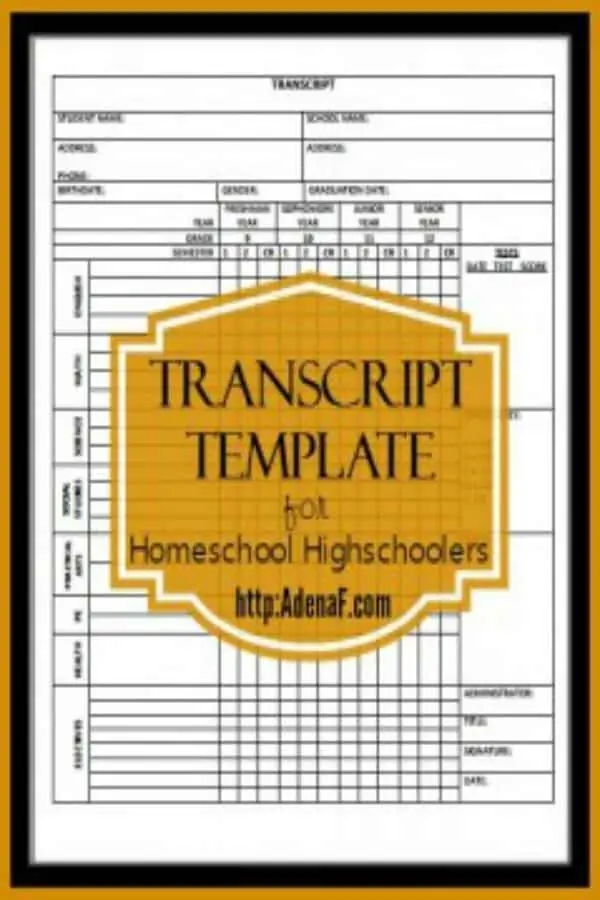 Printable Homeschool Transcript Template Pdf