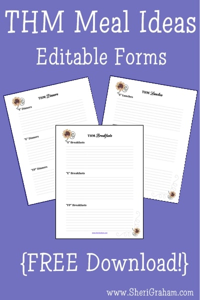 Trim Healthy Mama Meals and FREE Printable Forms