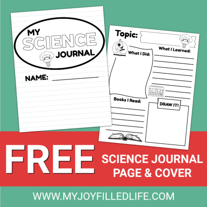 FREE Science Journal Page and Cover