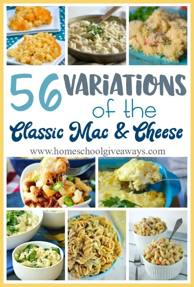 Do your kids love Macaroni and Cheese? Are you tired of the same old recipe? Check out these delicious and unique variations on the classic dish. :: www.homeschoolgiveaways.com