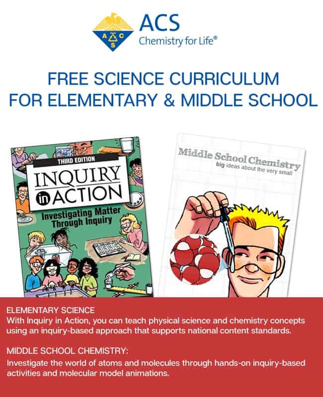 Free Science Curriculum for Elementary & Middle School text with image of two book covers