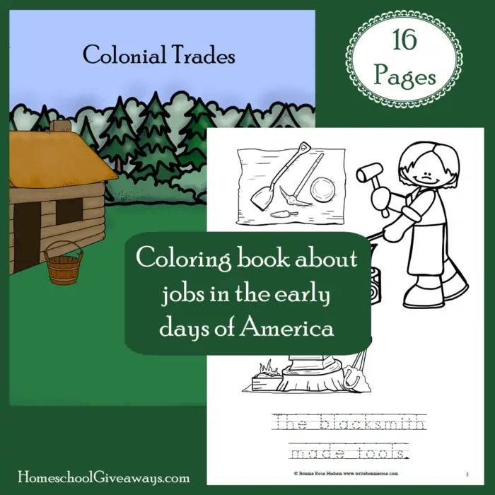 Colonial Trades Coloring Book Free on Homeschool Giveaways