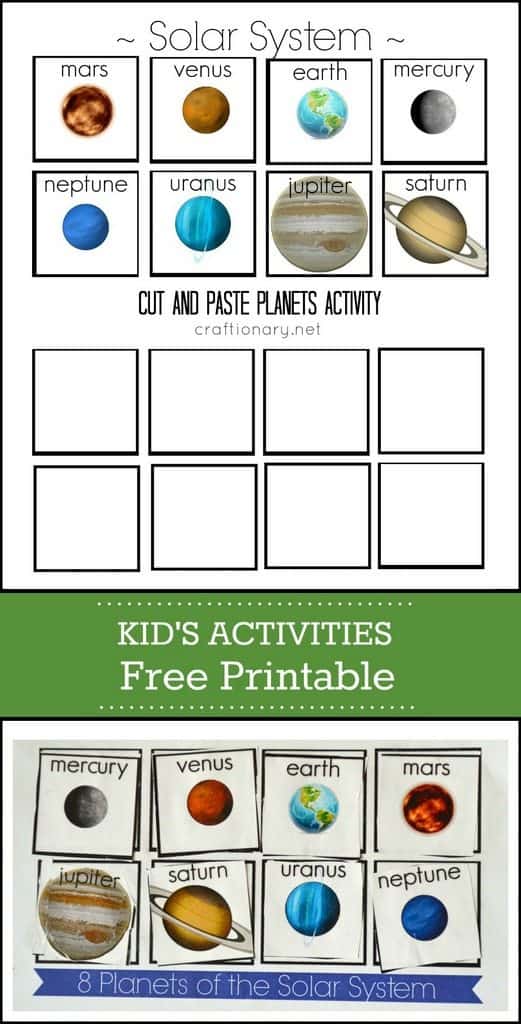 Solar System Cut Paste Activity FREE Printable Homeschool Giveaways
