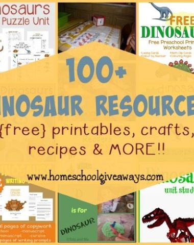 Kids will love learning more about Dinosaurs with these 100+ Activities, Crafts, {free} printables, recipes & MORE!! :: www.homeschoolgiveaways.com