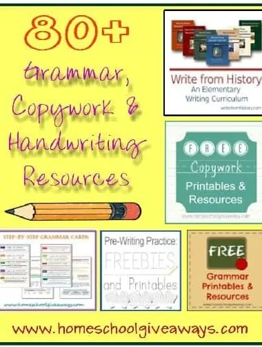 80+ Grammar Copywork Handwriting Resources for Homeschool