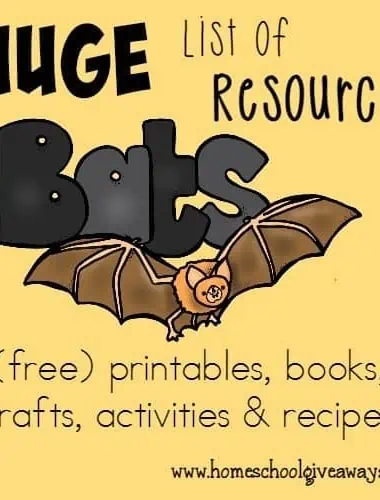 Check out this HUGE list of Bats Resources - including {free} printables, recipes, books, crafts & activities!! :: www.homeschoolgiveaways.com