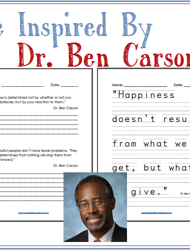 Dr. Ben Carson Quotes Copy Work www.homeschoolgiveways.com Learn more about ben Carson through copy work!