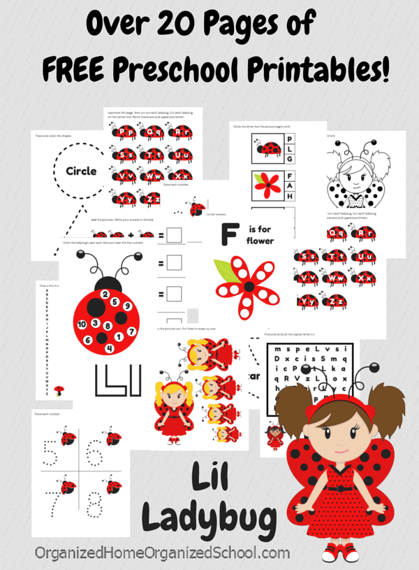 free lil ladybug preschool printable pack homeschool giveaways