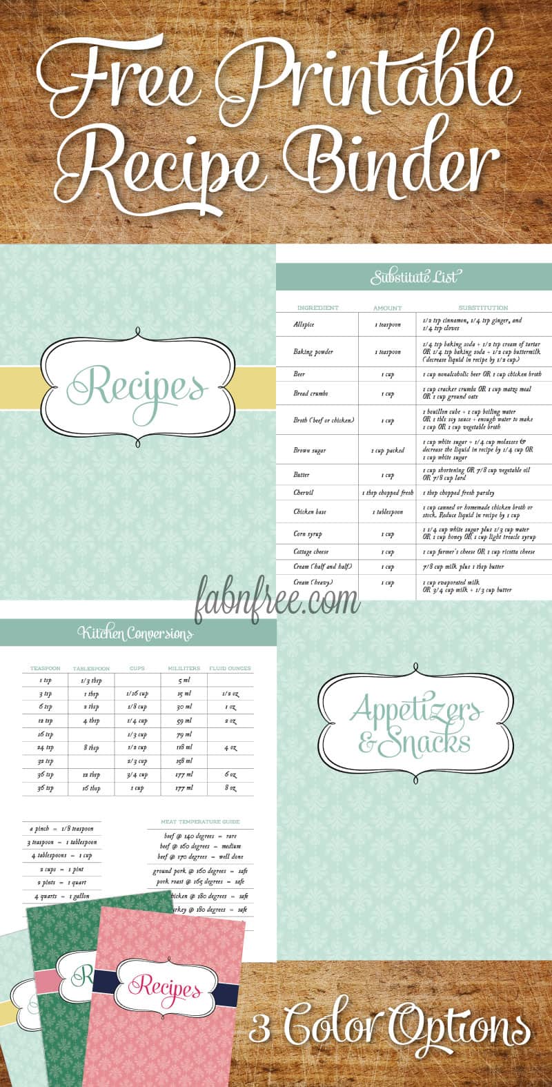 Free Recipe Binder Printables