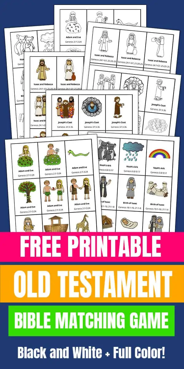 printable pages of bible matching game with text overlay free printable Old Testament Bible Matching Game in Black and White and Full Color