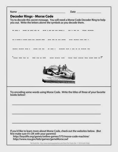 FREE Printable Morse Code Worksheet and Decoder Ring