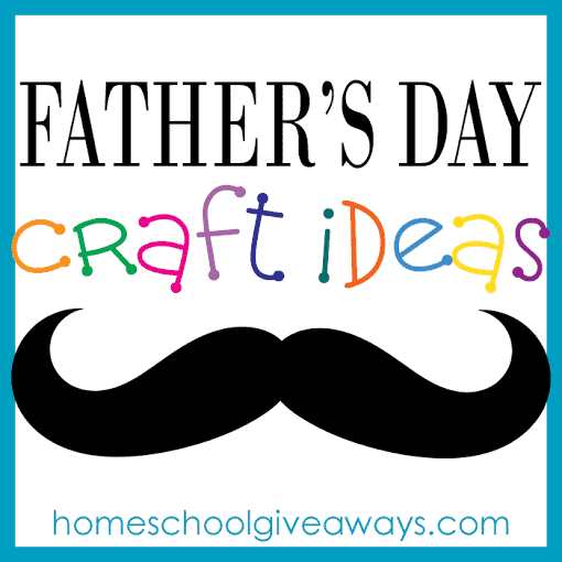 Father's Day Craft Ideas text with animated image of a curled mustache