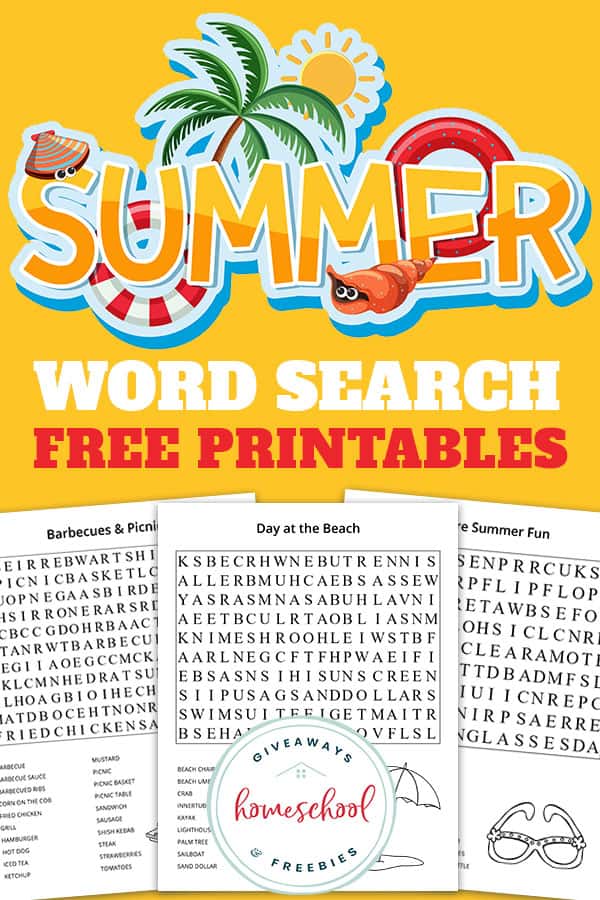 printable summer word search