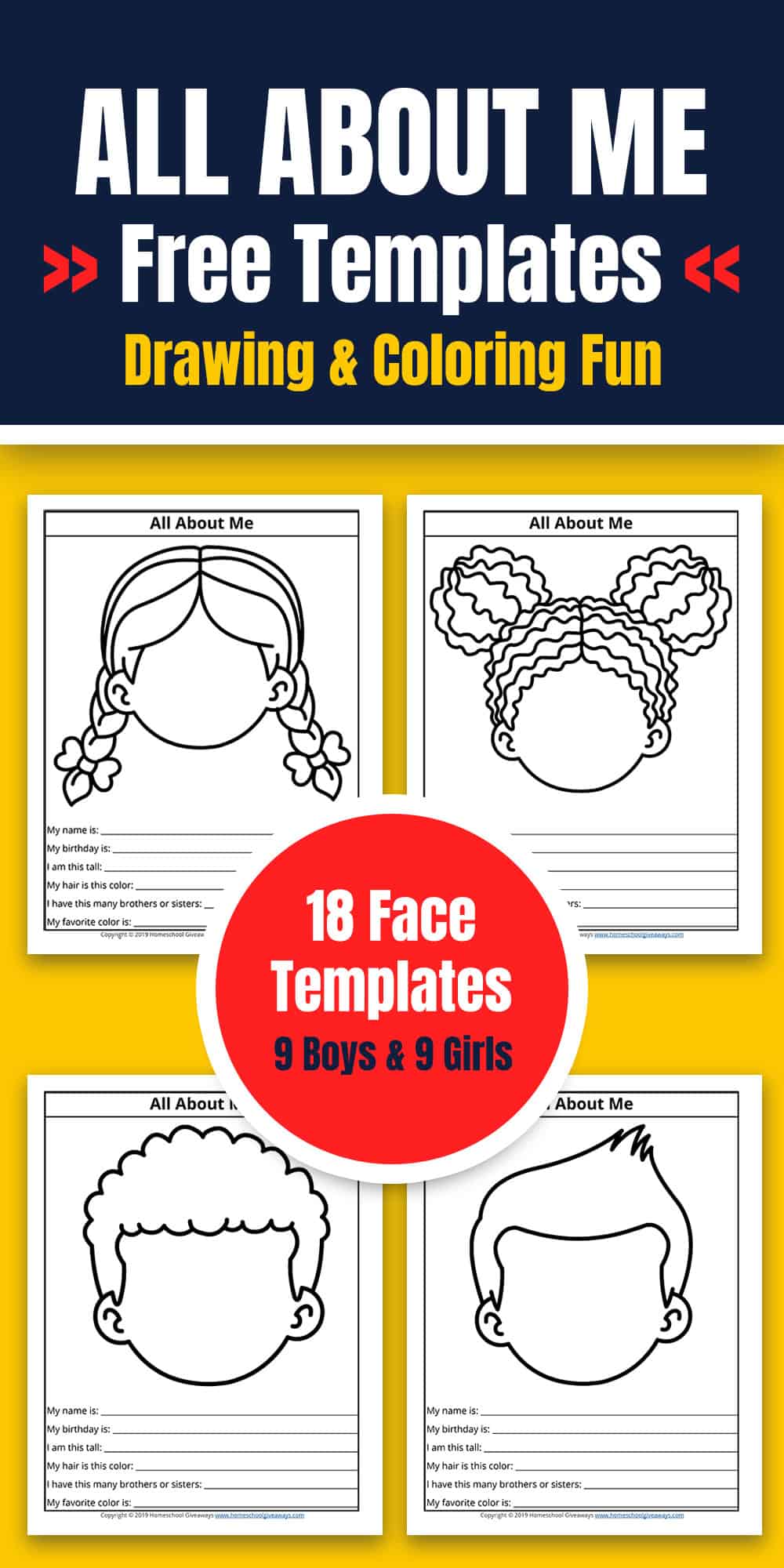 Free All About Me Printables & Templates - Homeschool Giveaways Throughout Blank Face Template Preschool