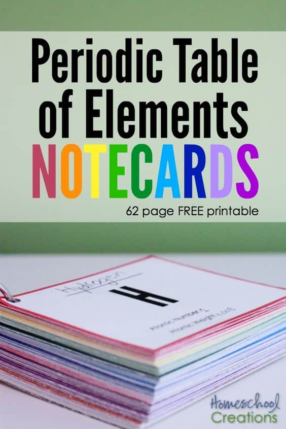 free printable periodic table of elements notecards homeschool giveaways