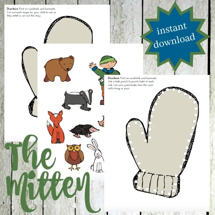 Hands-On Printable Activities for The Mitten by Jan Brett