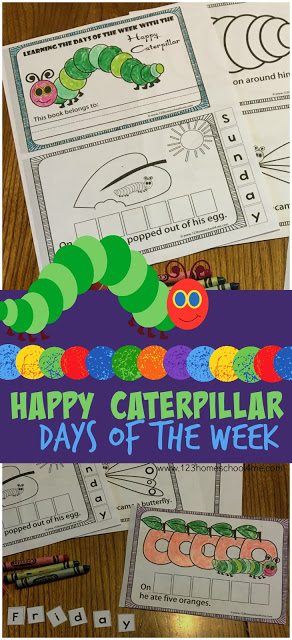 Hungry Caterpillar worksheets to learn the days of the week