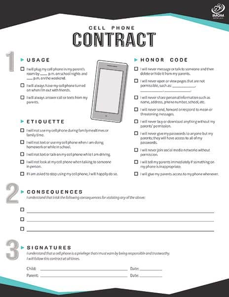 FREE Printable Teen Cell Phone Contract