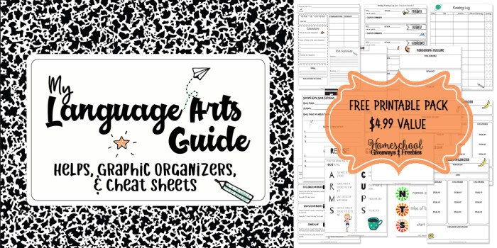 Download Your FREE Language Arts Printable Pack - Homeschool Giveaways